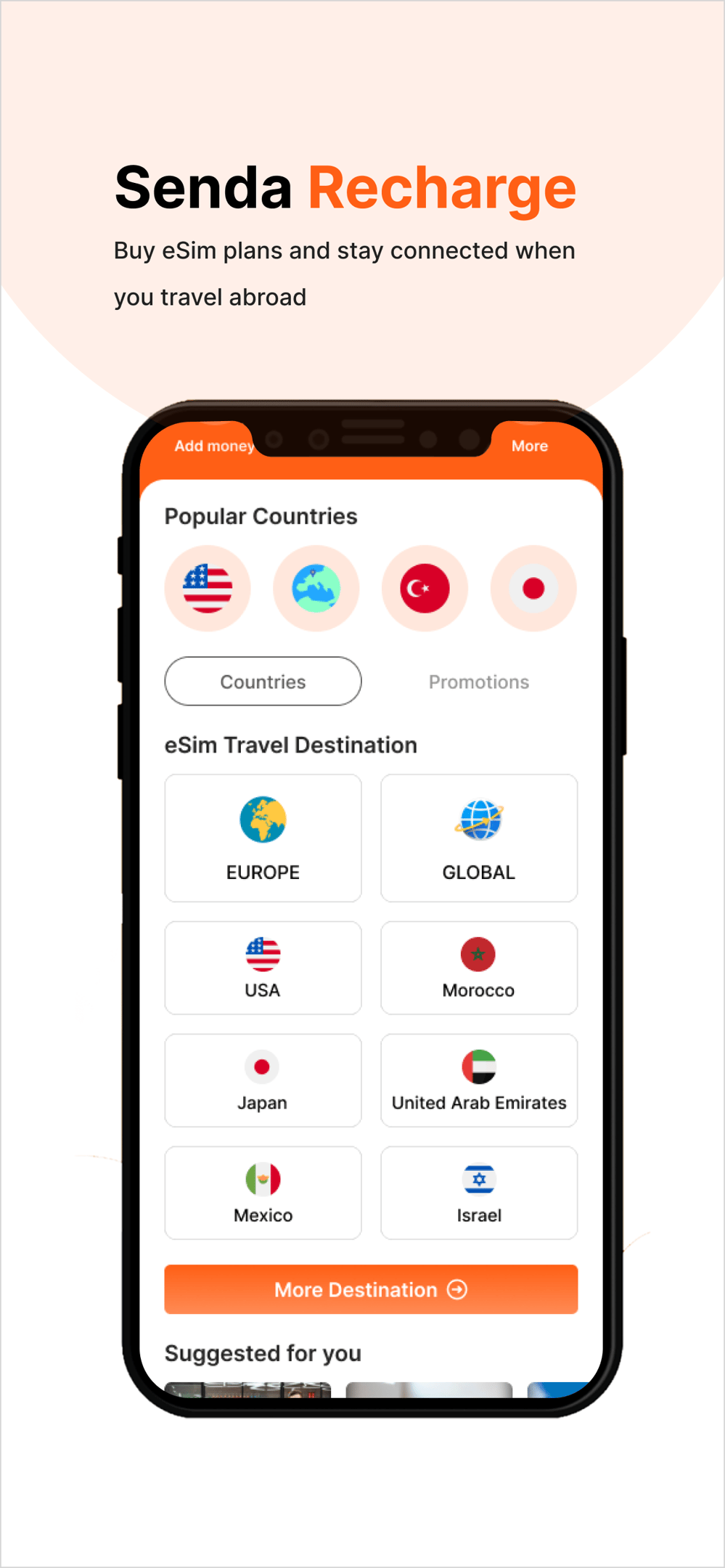 Senda Recharge eSIM — Buy eSIM plans and stay connected when you travel abroad